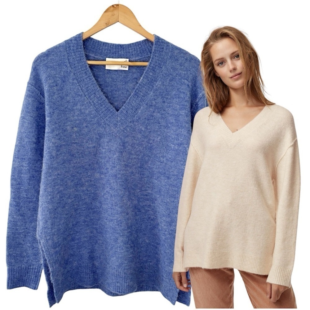 Wilfred Free | Merian Oversized V-Neck Sweater Wool Aplaca Blend Size XS Blue